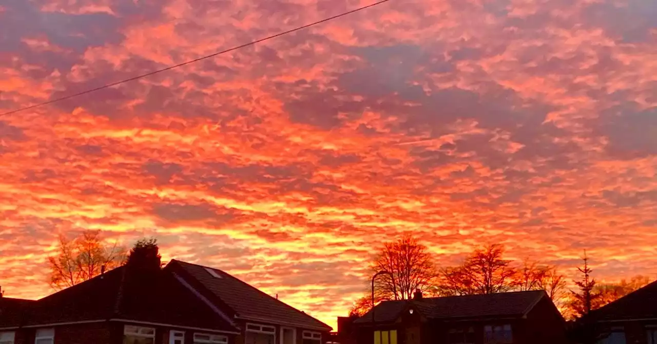 Stunning pictures capture 'fiery' sunset over Lancashire