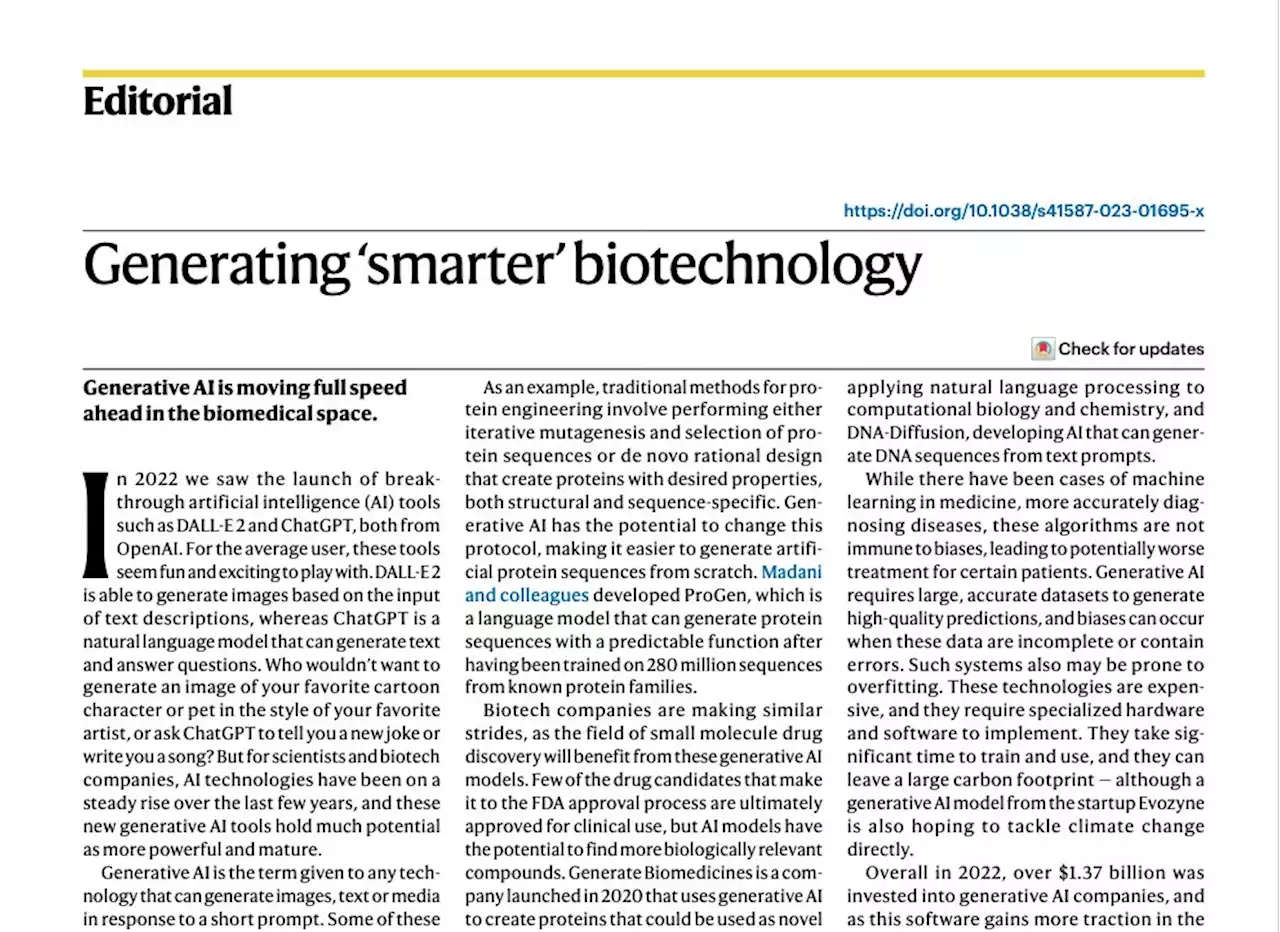 Generating ‘smarter’ biotechnology - Nature Biotechnology