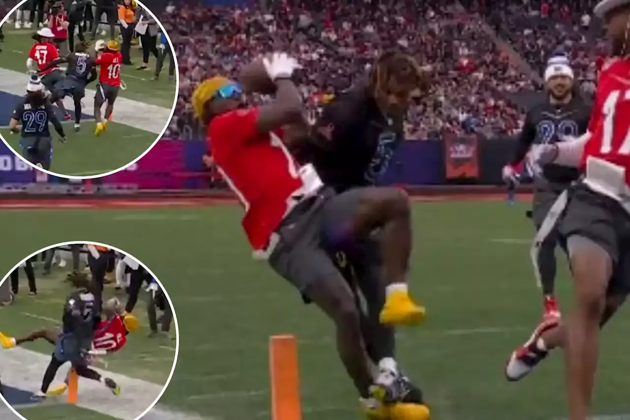 Jalen Ramsey Levels Tyreek Hill With Big Hit During Pro Bowl Flag Football