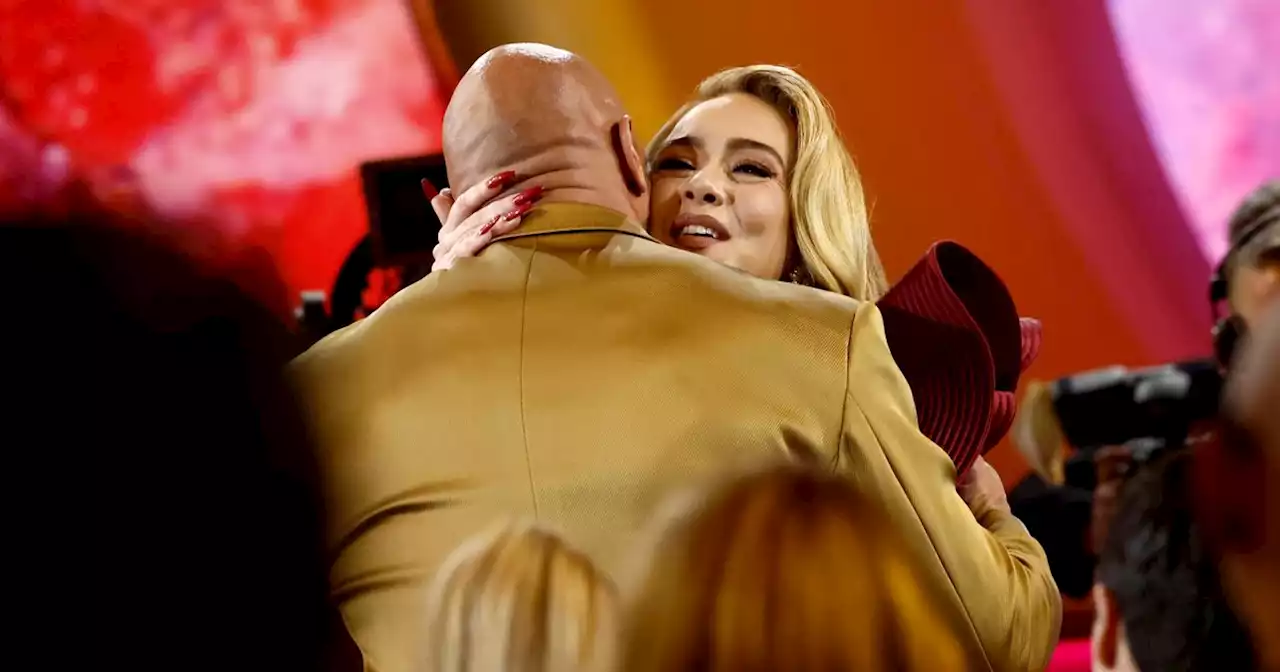 Adele left blushing as she finally meets Dwayne 'The Rock' Johnson at Grammys