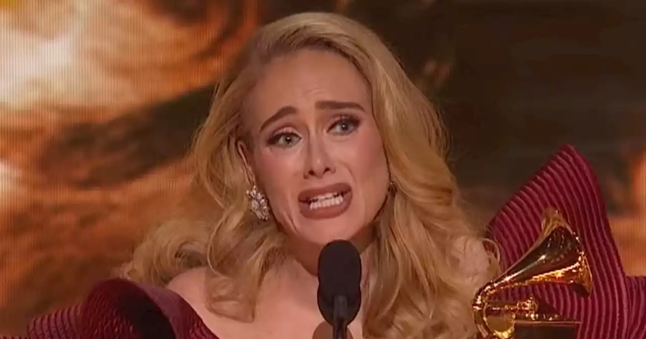 Adele's boyfriend told her not to cry at Grammys as she dedicates prize to son