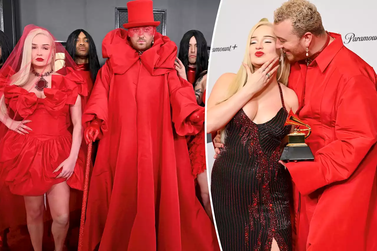 Sam Smith and Kim Petras heat up Grammys 2023 red carpet in ‘Unholy’ style