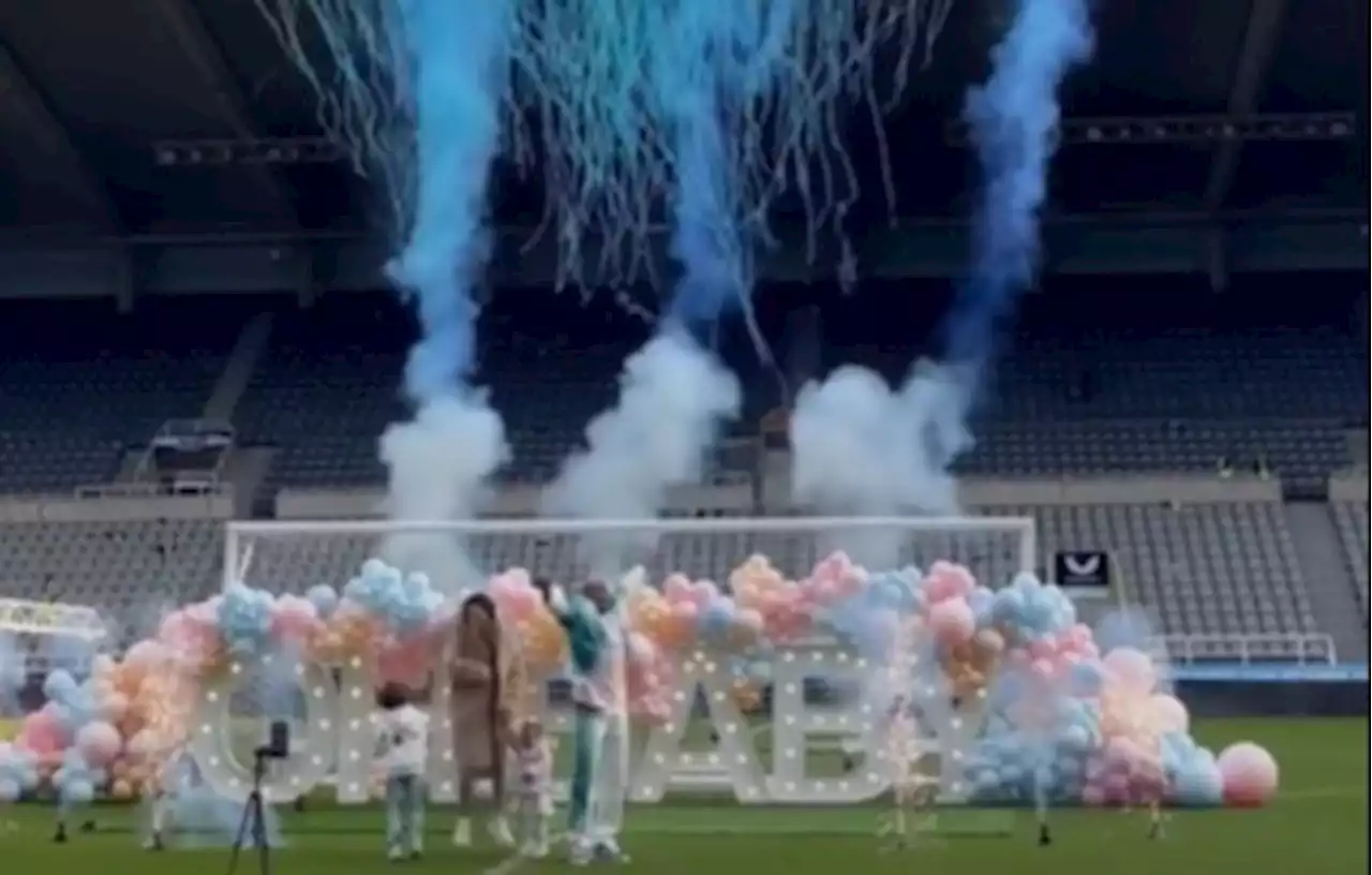 Joelinton and his partner hold huge gender reveal party on Newcastle's pitch