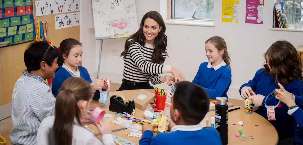 Beaming Kate Middleton urges youngsters to 'keep talking about feelings'