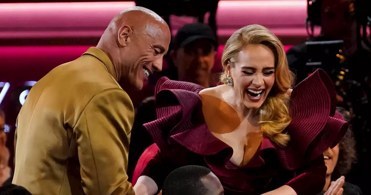 Adele Fangirls Over Dwayne 'The Rock' Johnson at the Grammys: Watch