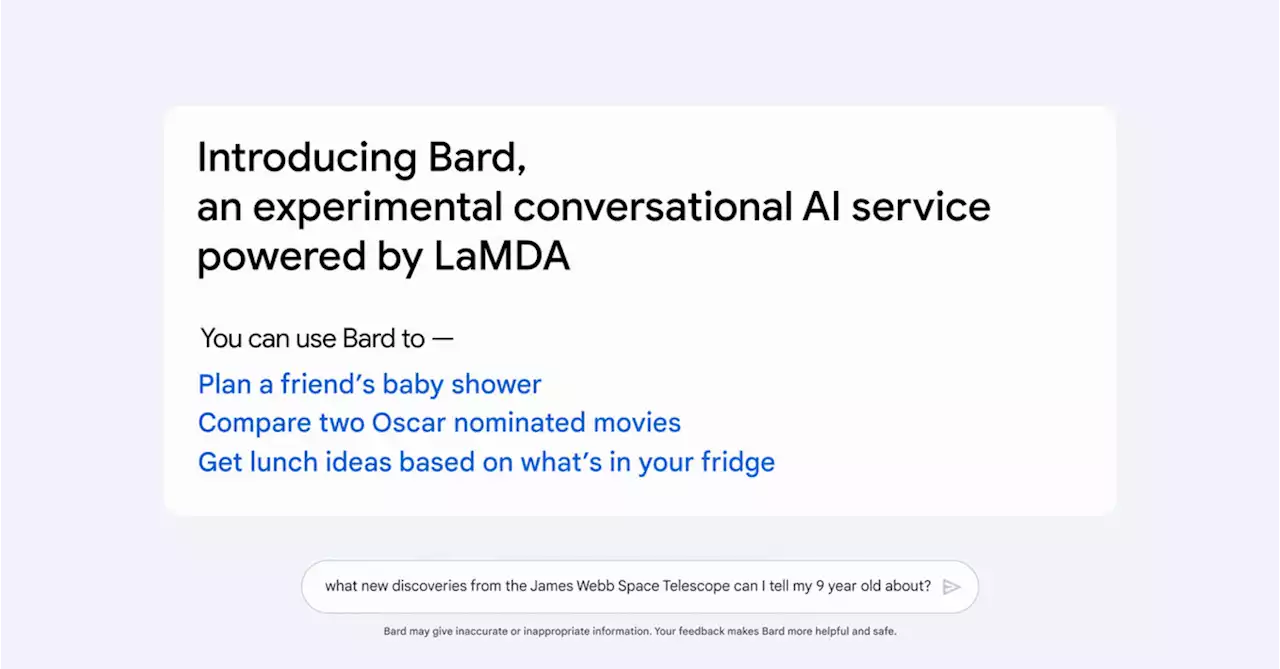 Google announces ChatGPT rival Bard, with wider availability in ‘coming weeks’