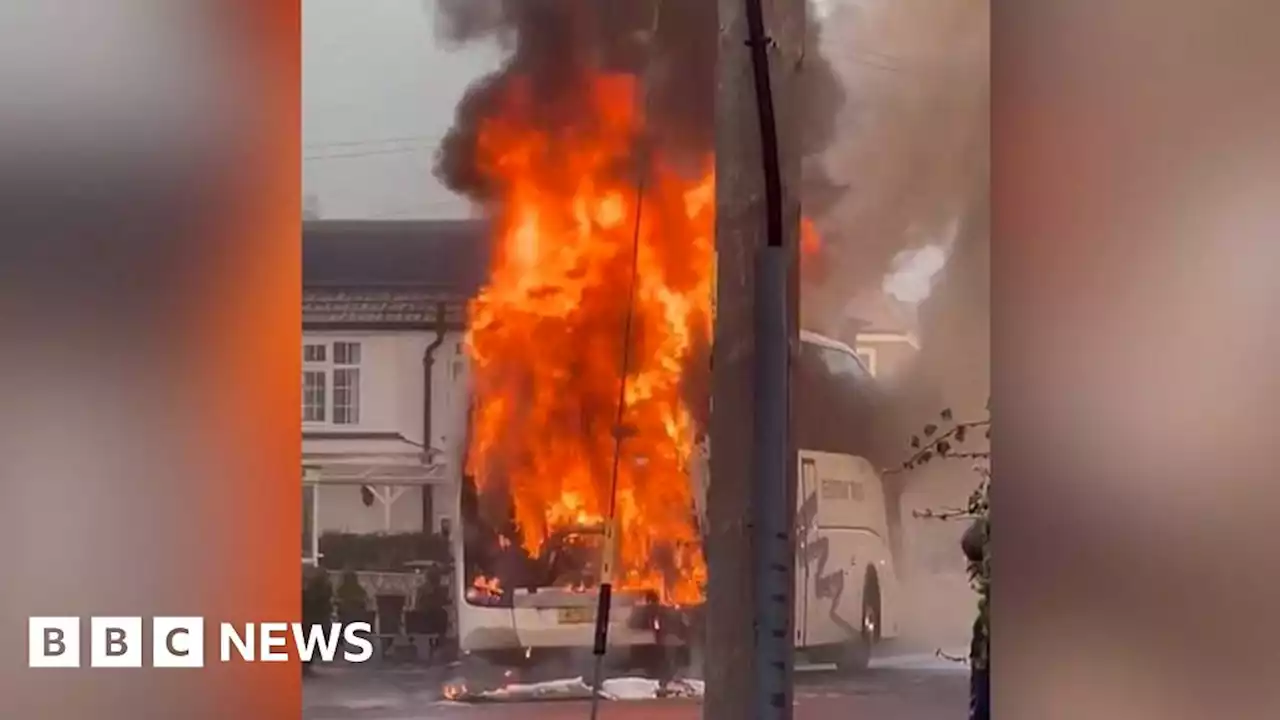 Children taken to safety after school coach fire in Trimley St Mary