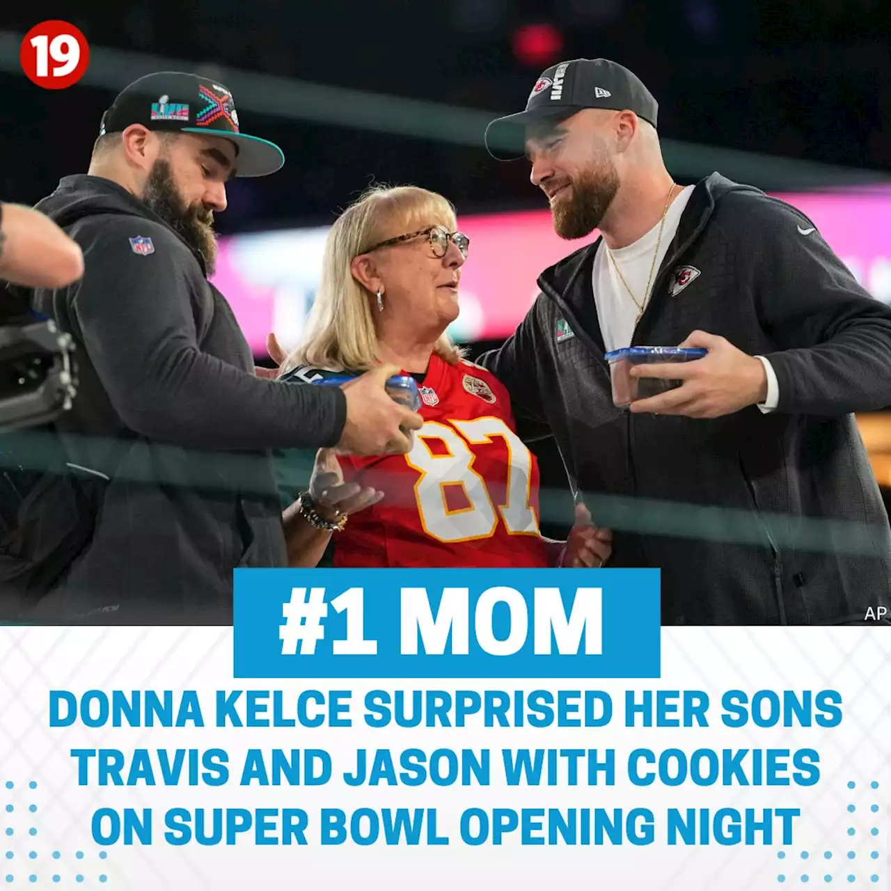 Donna Kelce brings cookies for sons during Super Bowl opener