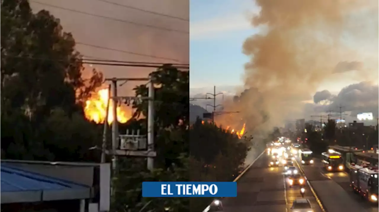 ¡Atención! Se presenta fuerte incendio en la autopista Norte