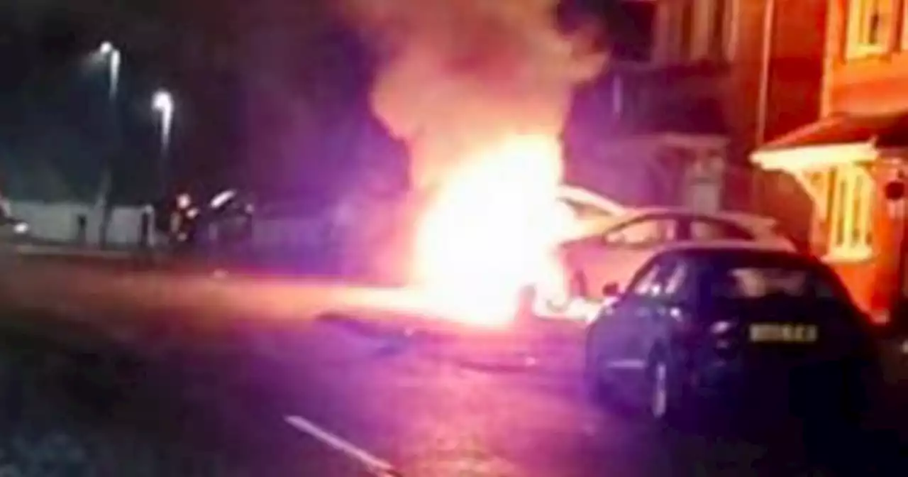 Mercedes torched outside home of firefighter seriously injured in gang attack