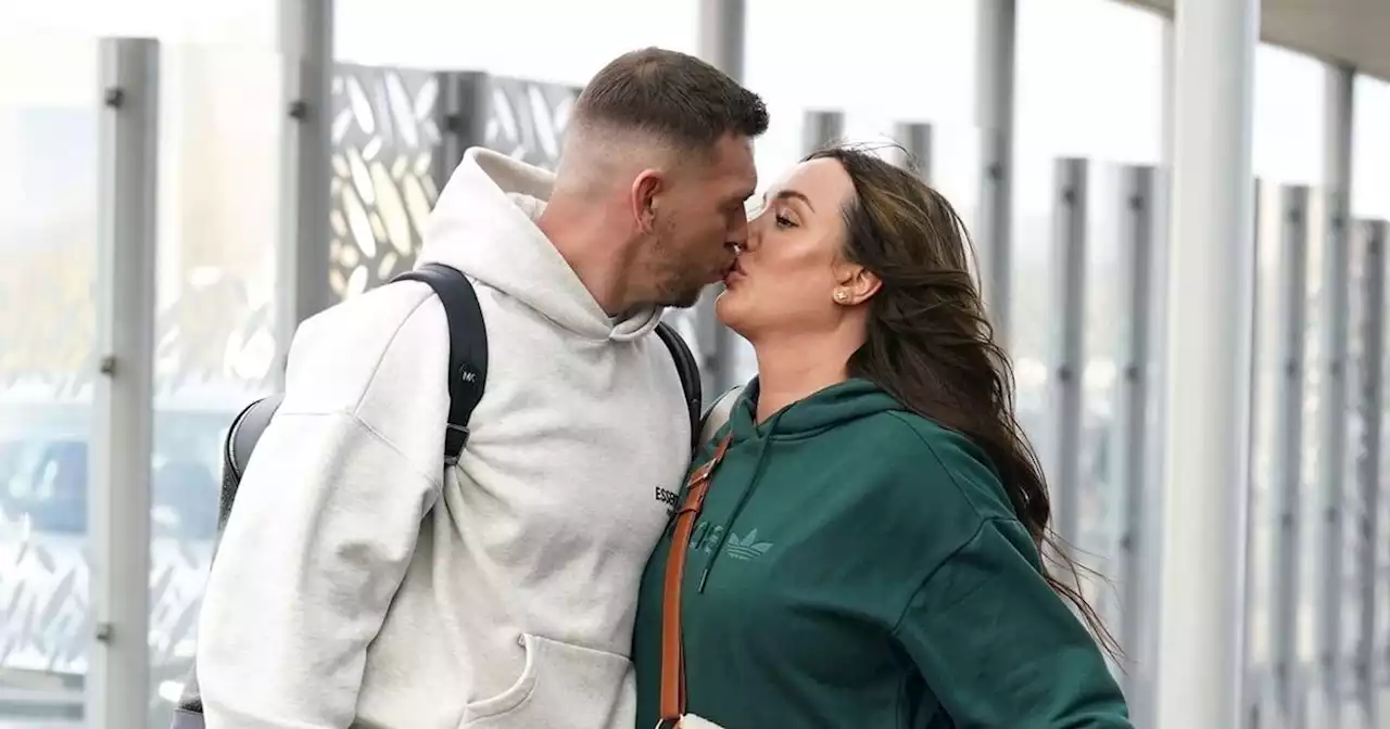 Charlotte Crosby kisses boyfriend Jake as they jet off on holiday with baby Alba