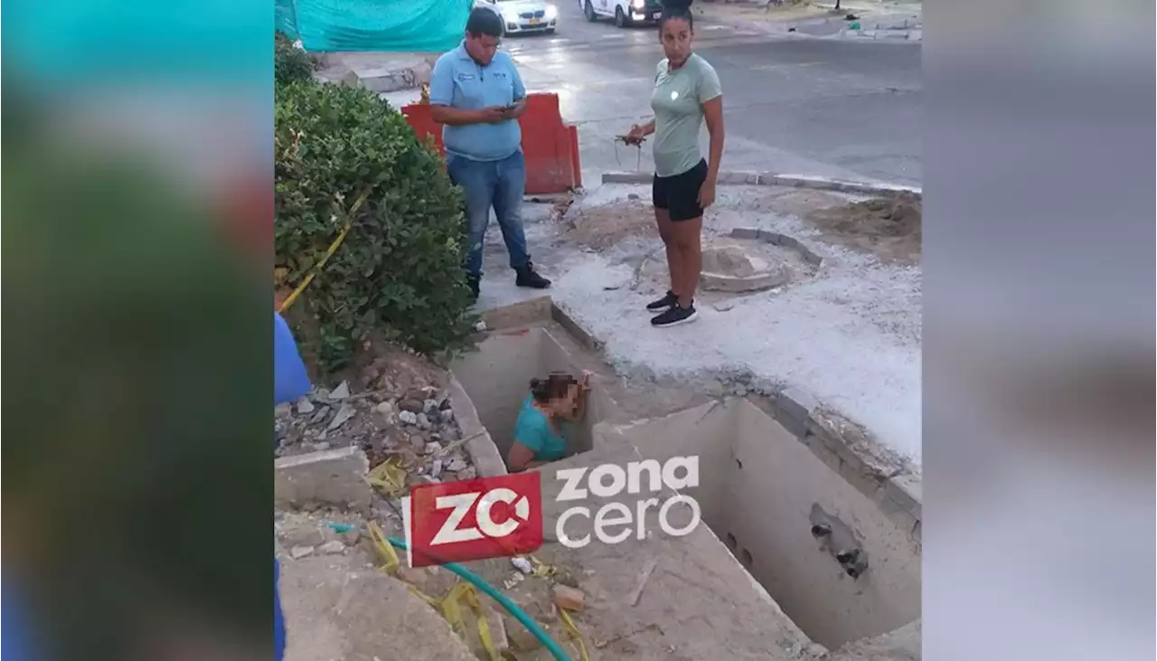 ¡Qué peligro!, obra lenta y sin señal: mujer salió a hacer ejercicios y cayó al hueco