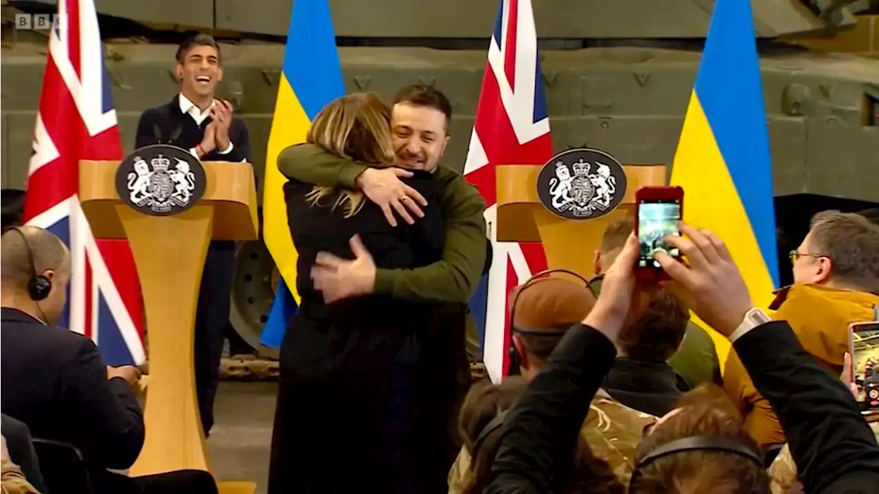 Volodymyr Zelensky Surprises BBC Ukraine Journalist With Hug During Historic UK Visit