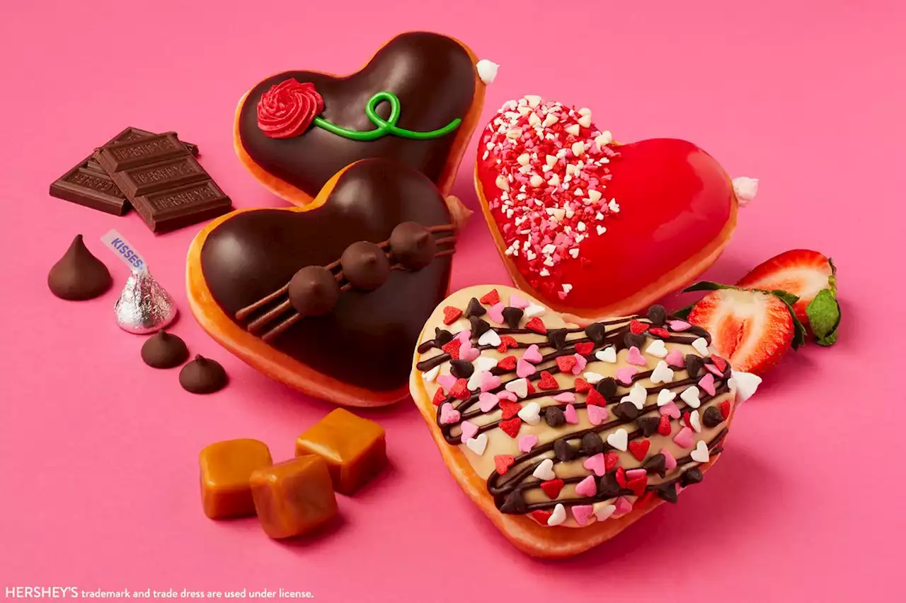 Krispy Kreme has a heart-shaped doughnut collection for Valentine’s Day