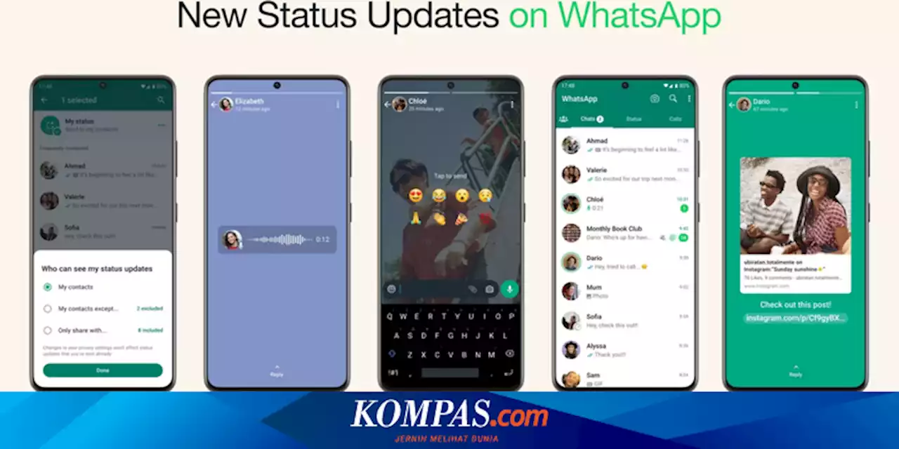 5 Fitur Baru Status WhatsApp, Bisa Pilih Siapa yang Bisa Lihat