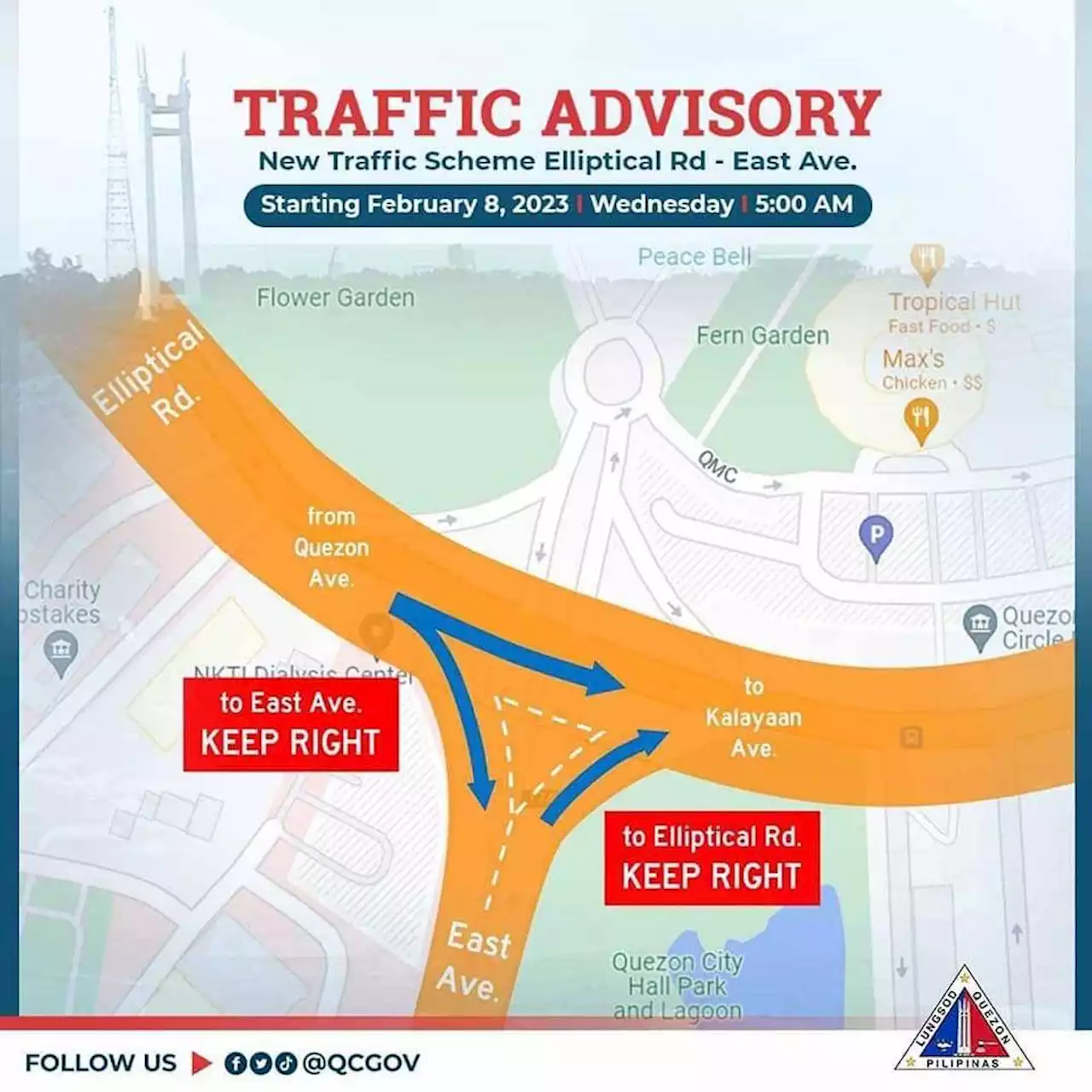 QC gov’t closes road lanes for new traffic scheme