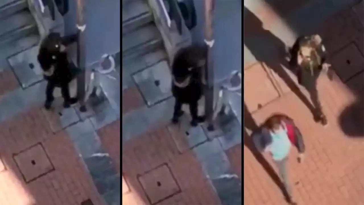 [VIDEO] Mujer se golpea contra un poste para acusar un hombre de ser su agresor