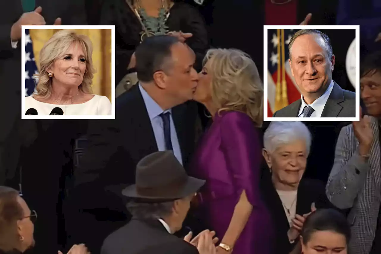 Jill Biden kissing Kamala Harris' Husband at SOTU leaves internet confused