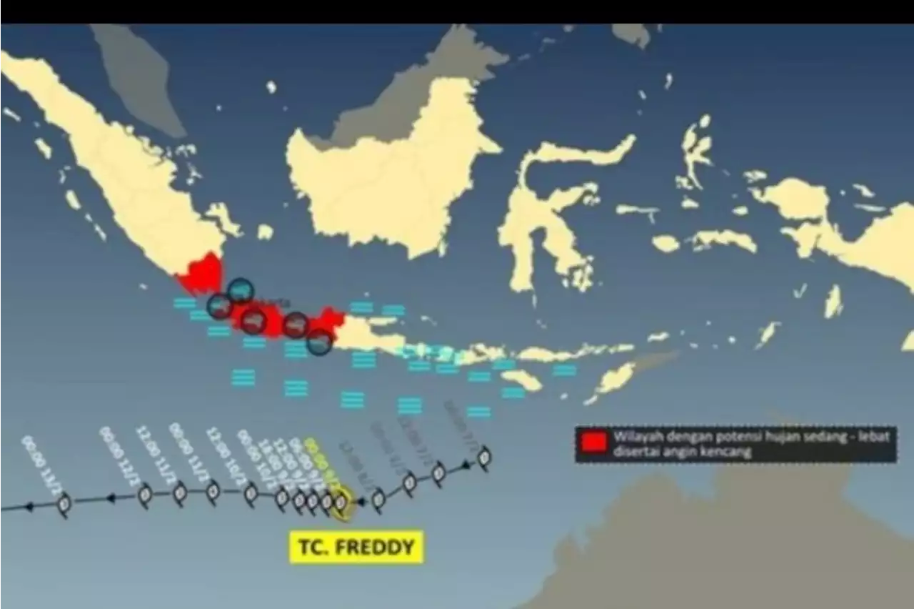 24 jam ke depan, BMKG: Siklon Freddy picu hujan lebat & angin kencang