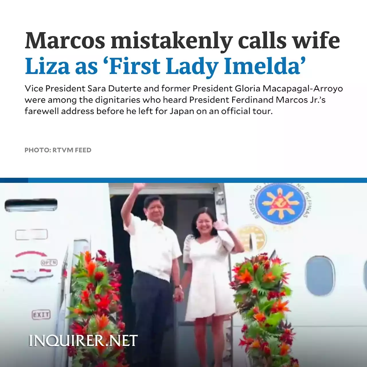 Marcos mistakenly calls wife Liza as ‘First Lady Imelda’