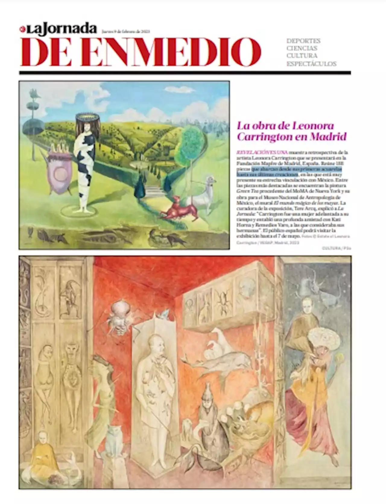 La Jornada: Inauguran retrospectiva de Leonora Carrington en Madrid