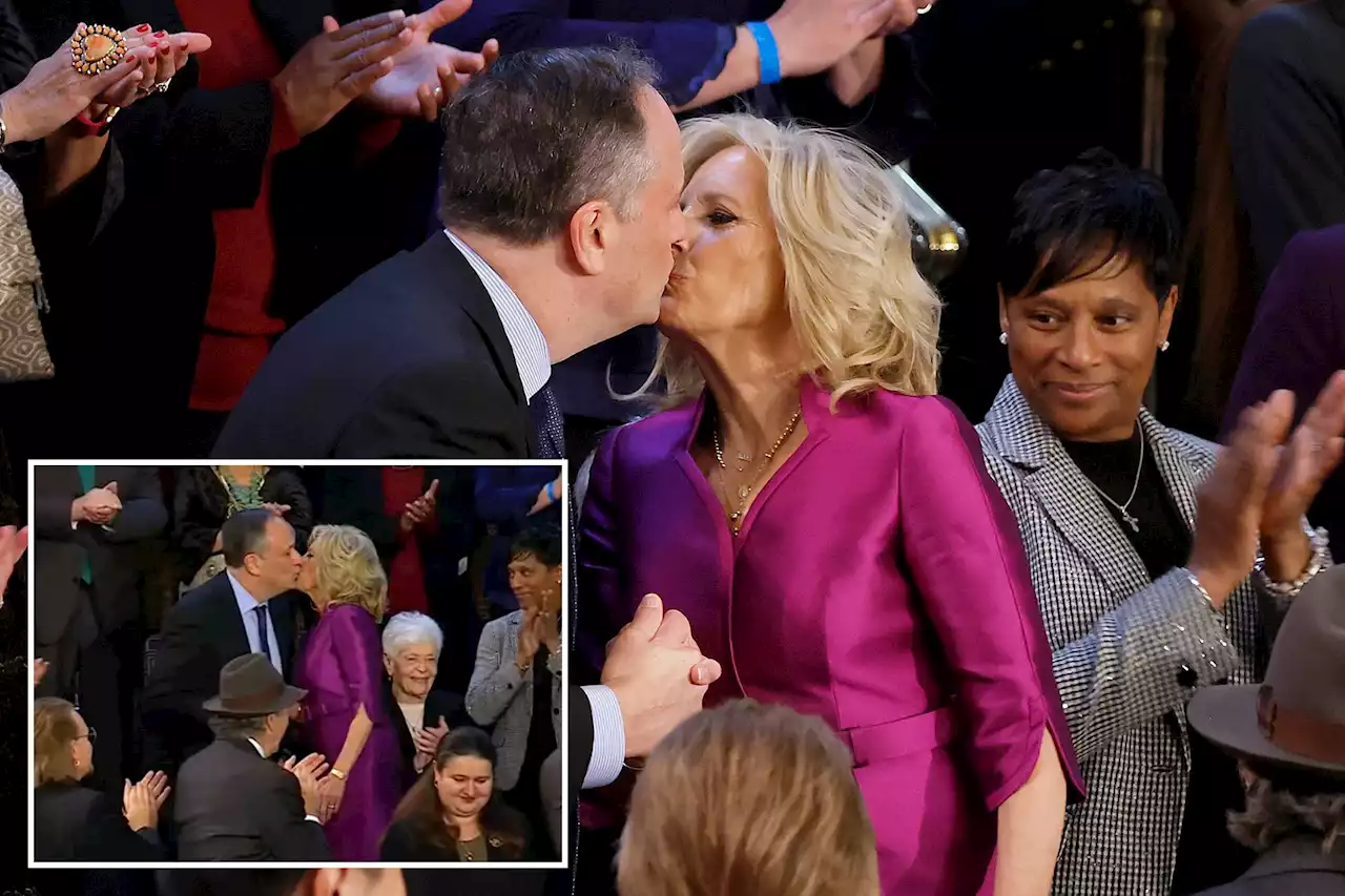 Jill Biden and Doug Emhoff share strange kiss at State of the Union