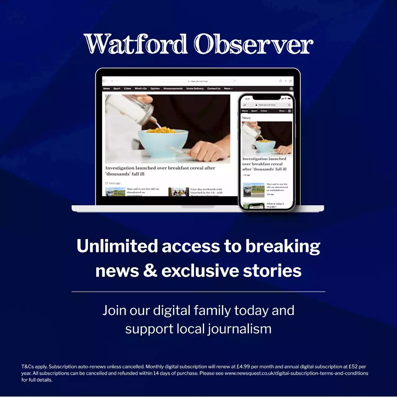 Subscribe to the Watford Observer