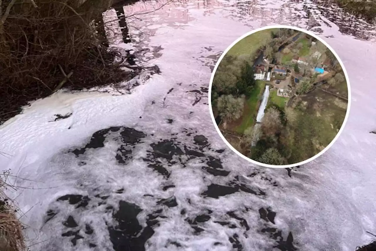 'Mystery chemical' covers River Chess in white foam