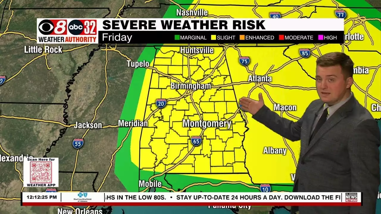 Cloudy and Warm Today; Strong to Severe Storms Thur/Fri - Alabama News