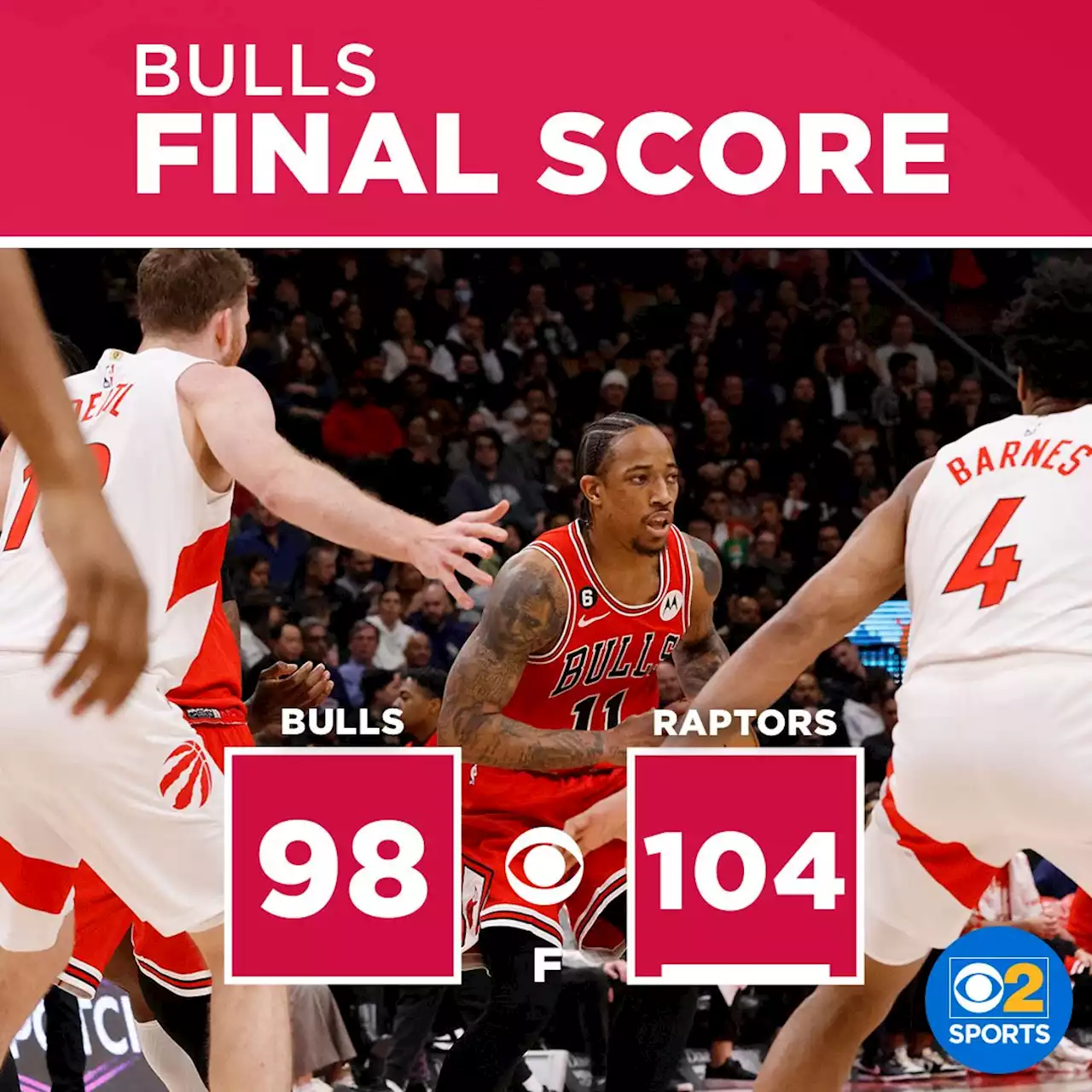 Bulls lose to Raptors, fall to 10-21 on the road