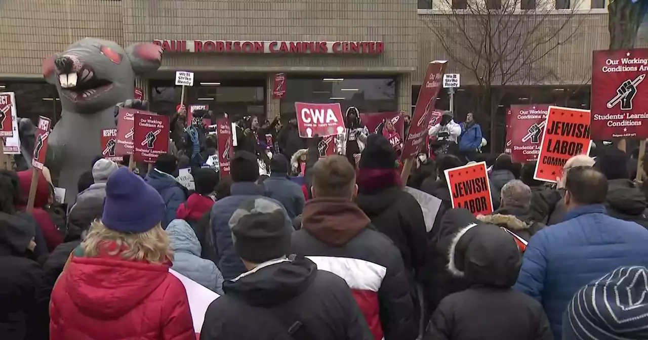 Rutgers University union members protest working without a contract for 8 months