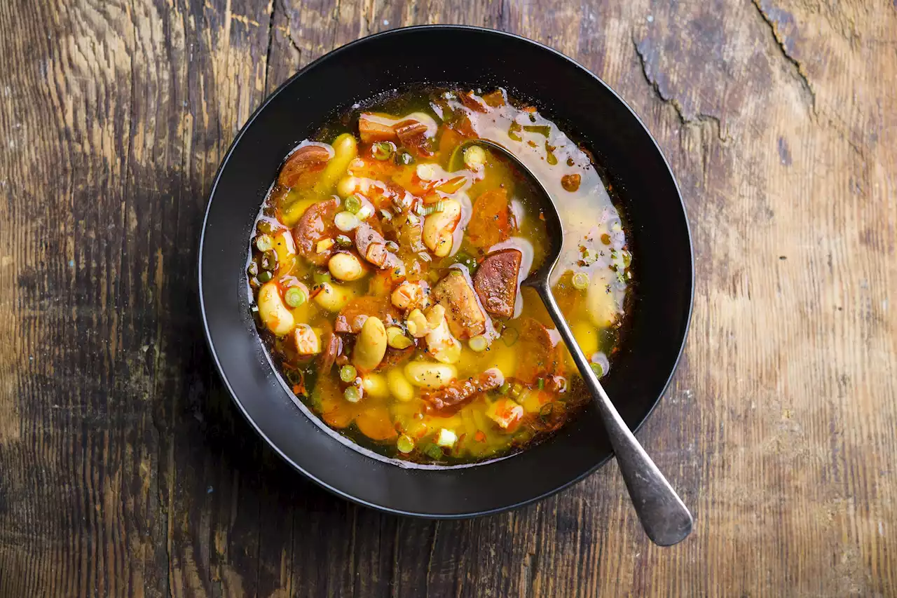 Chorizo enlivens a wintry Spanish white bean stew