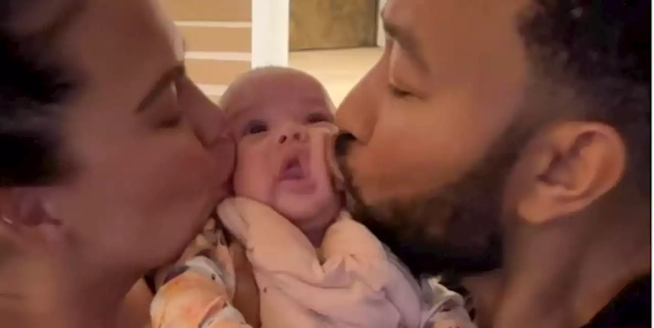 Chrissy Teigen and John Legend Make Baby Esti into a Kiss Sandwich in Adorable Video