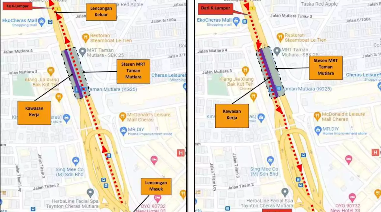 Jalan Cheras road closure, contraflow at EkoCheras, MRT Taman Mutiara stretch - starts March 7, till May - paultan.org