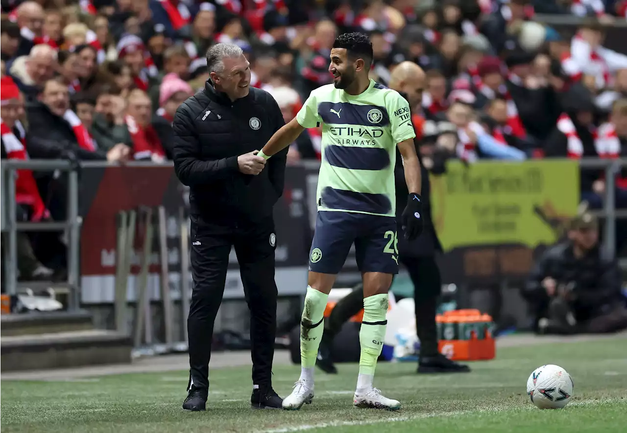 Mahrez shakes hands with ex-Leicester boss in lovely moment during Man City's FA Cup clash