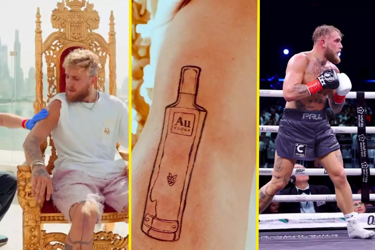 Pictures show AU Vodka tattoo Jake Paul received $250K for was gone for Tommy Fury fight