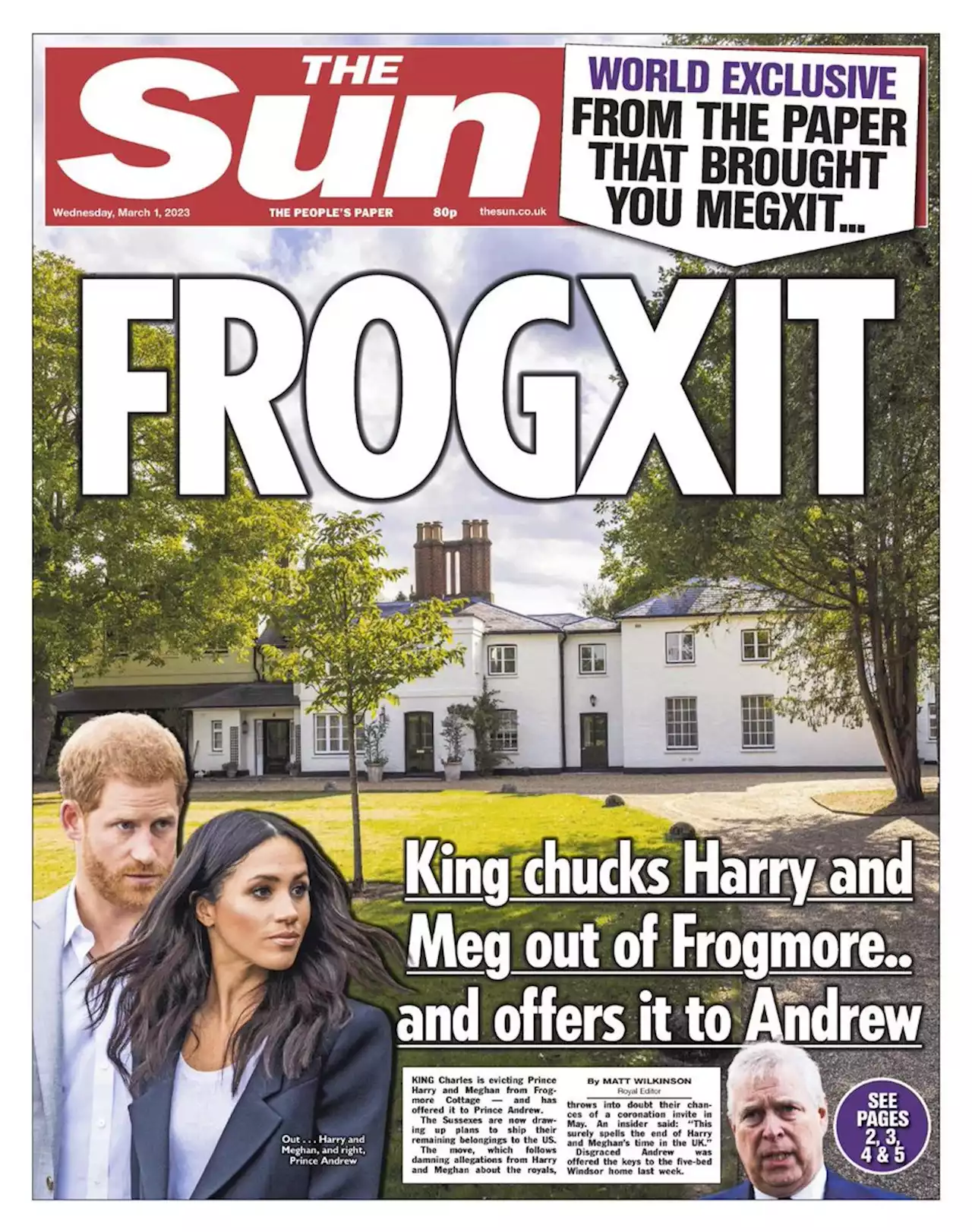 Harry & Meghan evicted from Frogmore Cottage by King Charles after Spare memoir