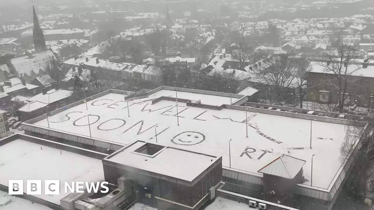 Sheffield 'get well soon' message carved on snowy hospital roof