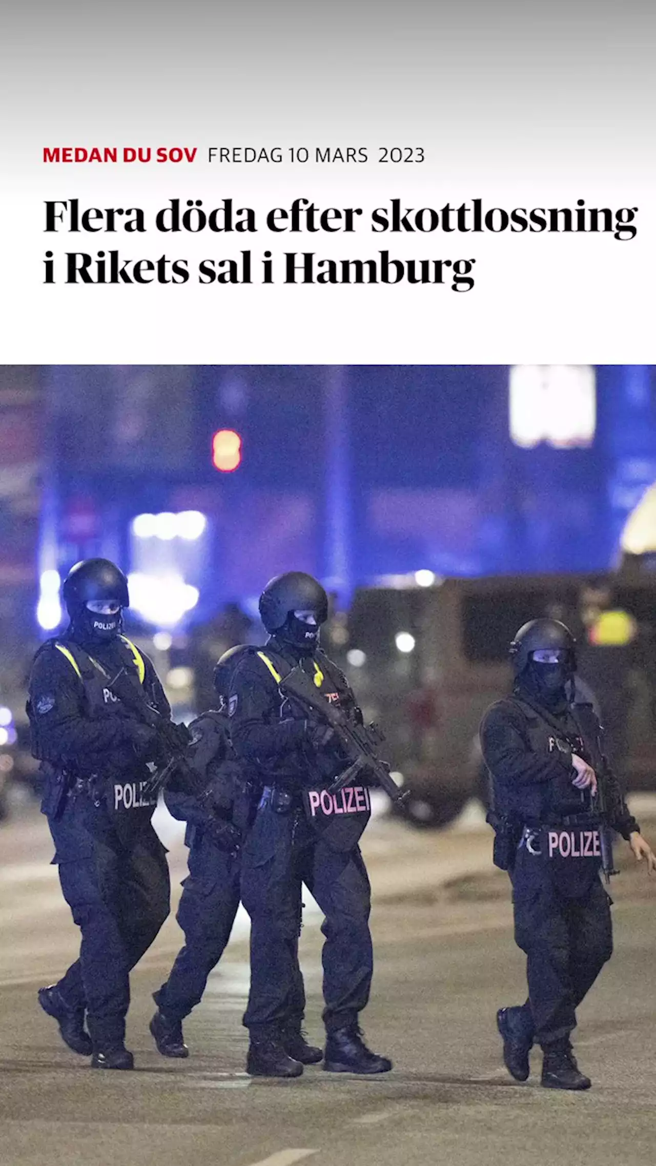 Flera döda i skjutning i Rikets sal i Hamburg