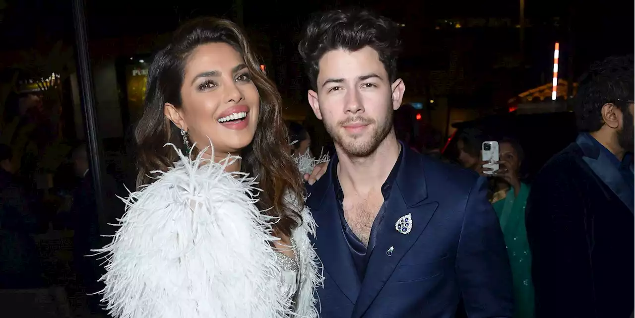 Priyanka Chopra's Glamorous Date Night Look Includes a Feather Jacket and Sheer Skirt