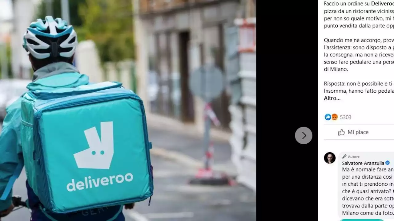 Salvatore Aranzulla vs Deliveroo: 'Per una pizza immangiabile un rider ha dovuto attraversare mezza Milano'