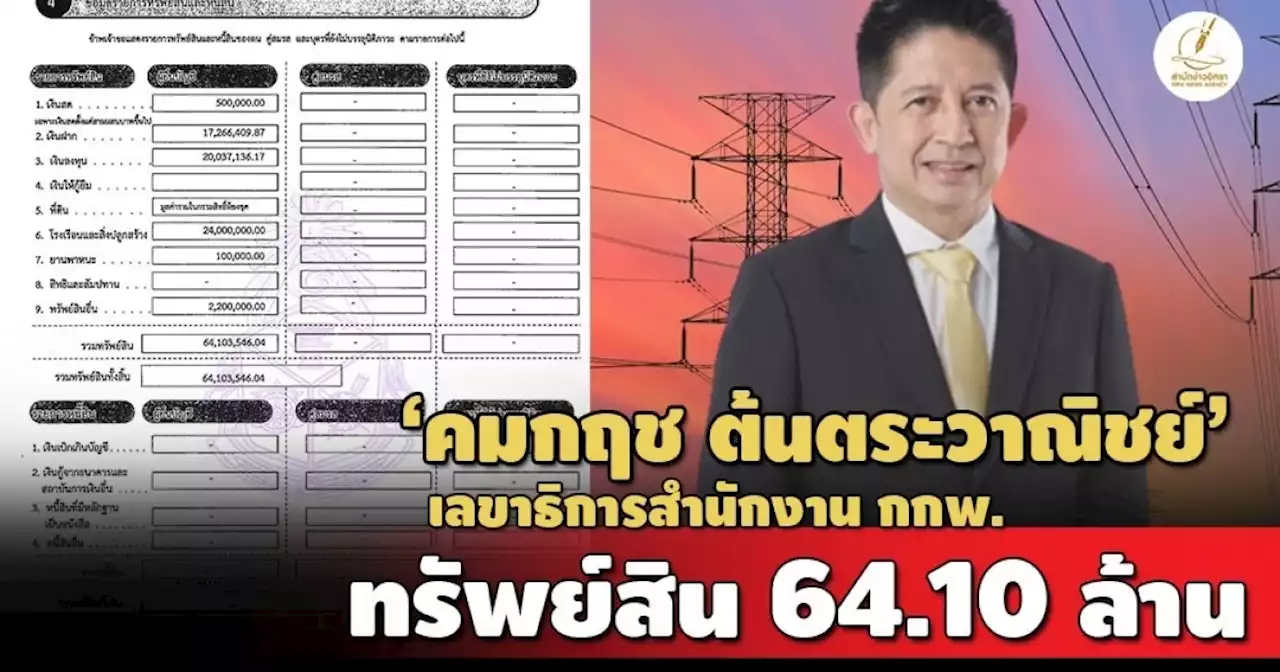 รายได้ 4.6 ล./ปี! เปิดทรัพย์สิน 'คมกฤช ตันตระวาณิชย์' เลขาธิการสำนักงาน กกพ. 64 ล.