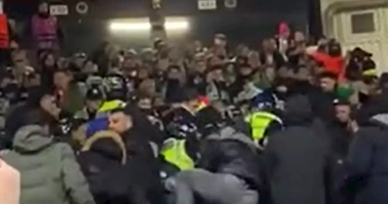 Arrests after away fan mob 'throw coins, pint pots and sausages' at Man Utd fans