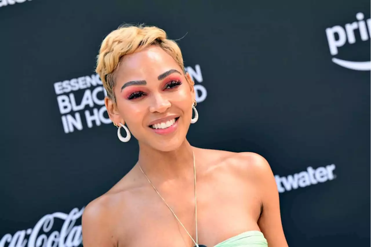 Meagan Good Wears Grecian-Style Manurí Dress at Essence Black Women in Hollywood Awards 2023