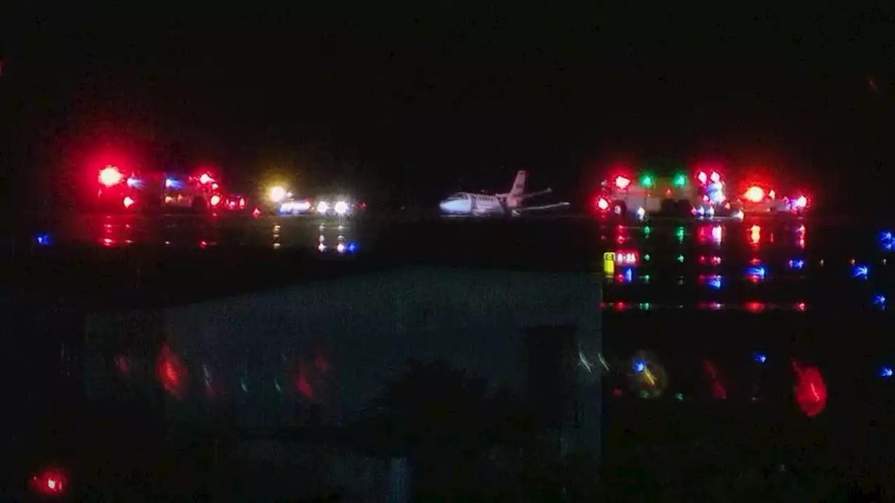 Emergency crews respond to hydroplaned aircraft at Jacksonville International Airport