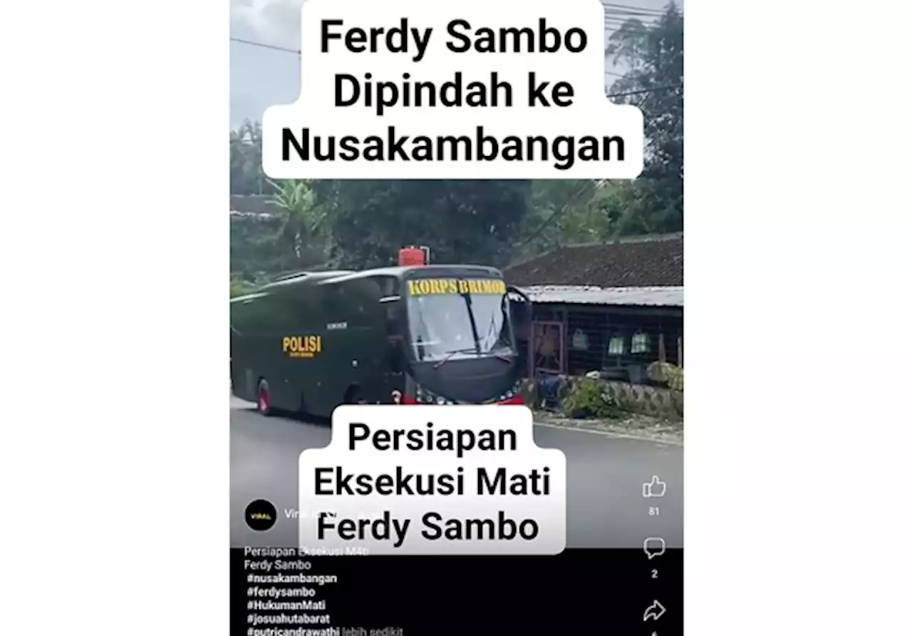 Video Bus Brimob pada 2022, tapi Dikaitkan Eksekusi Mati Sambo