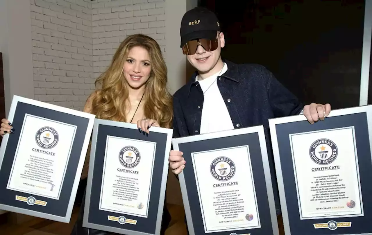 Shakira y Bizarrap obtienen 4 récords Guinness por su sesión musical