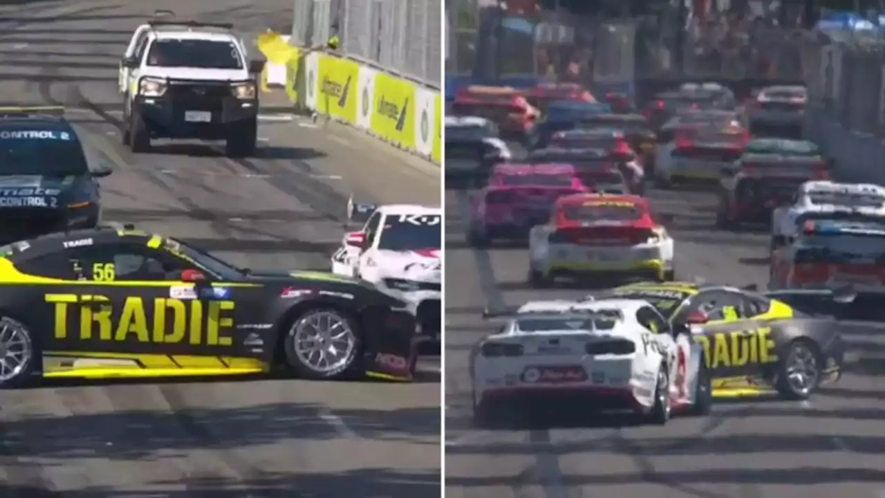 Watch: Newcastle 500 suspended for 20 minutes after starting grid chaos