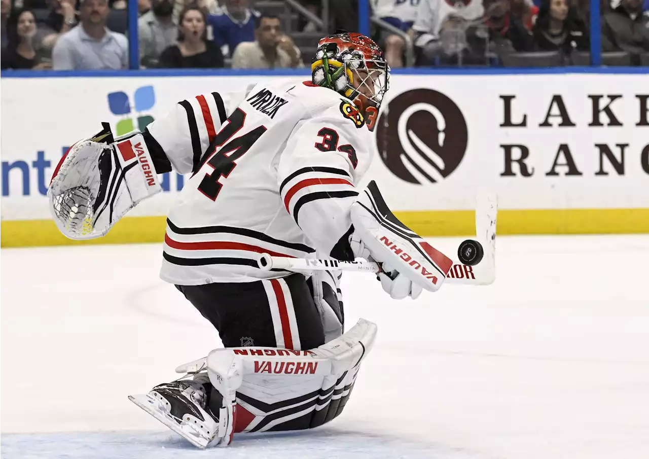 Mrazek solid again, but Lightning break through in third as Hawks lose 3-1