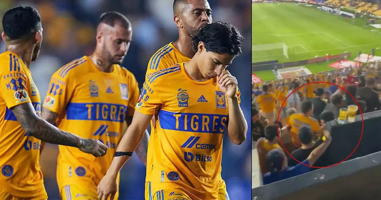 ¡No saben perder! Aficionado de Tigres golpeó a fanático del América dentro del Universitario (VIDEO)